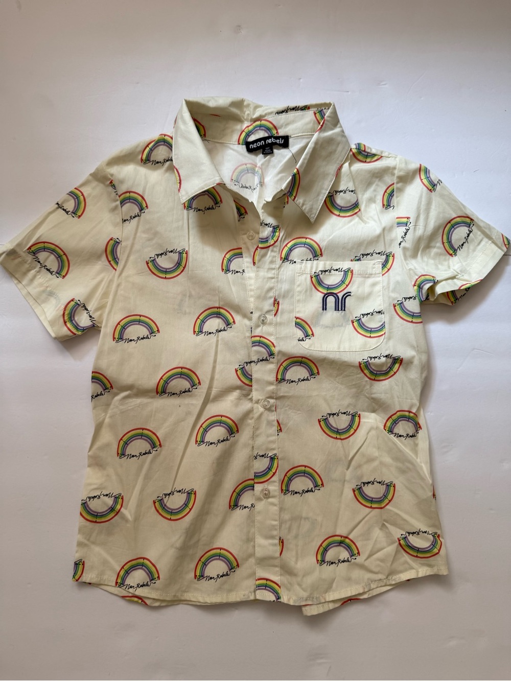 Neon Rebels Rainbow Button Up Shirt Size 10 Unisex
